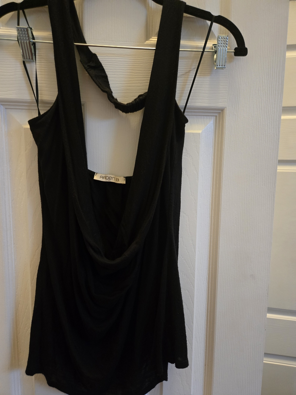 Arden B Black Draped Tank Top